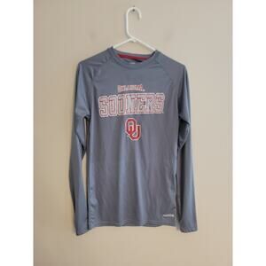 Majestic Fusion Dri Fit Oklahoma Sooners OU Long Sleeve Gray Shirt Men's Small